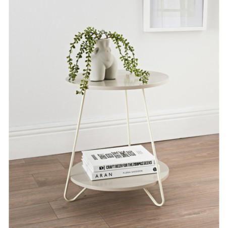 Table d'appoint 2 niveaux creme