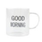Tasse en verre avec ecriture