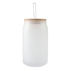 Tasse en verre couvercle+paille
