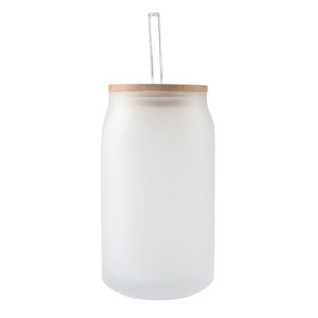 Tasse en verre couvercle+paille