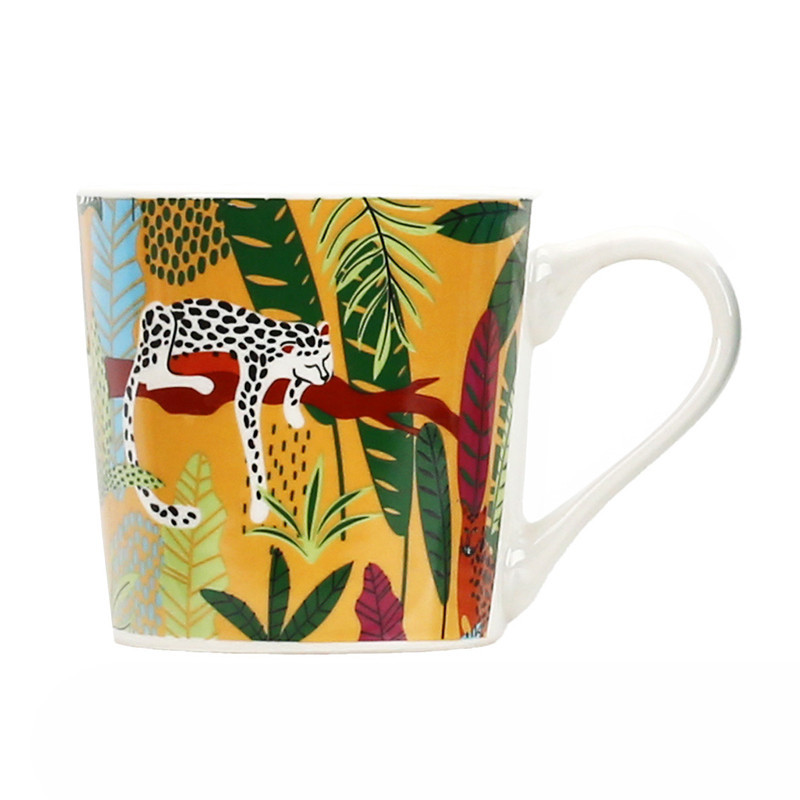 Tasses colorees motif jungle