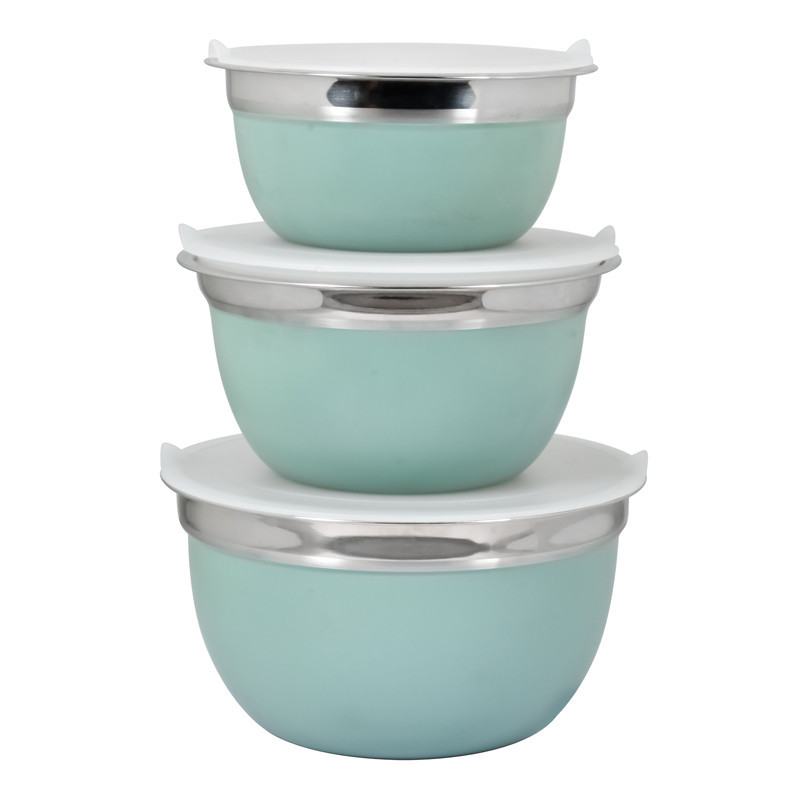 Lot de 3 bols a mixer avc couver