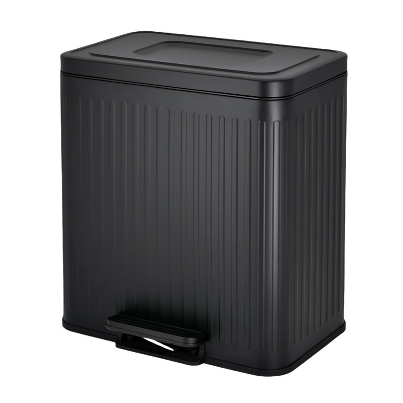 Double poubelle metal noire