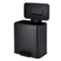 Double poubelle metal noire