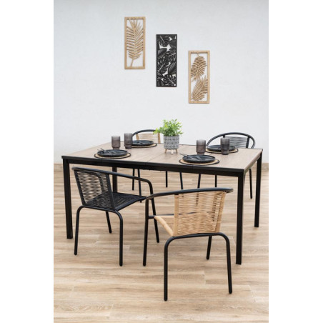 Table plateau effet bois