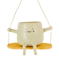 Suspension pot visage beige