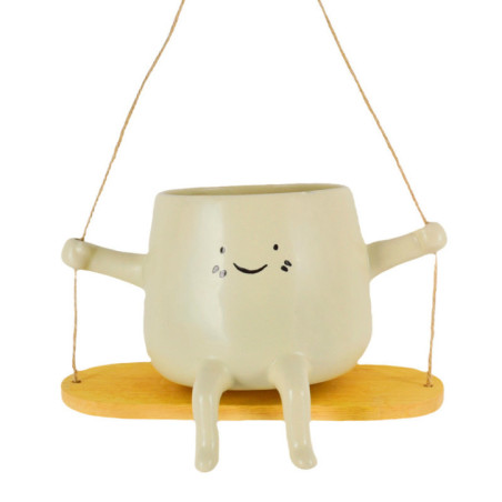Suspension pot visage beige o11c