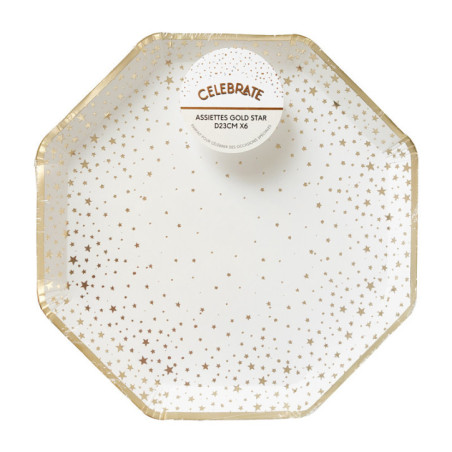 Assiettes gold star d23cm x6