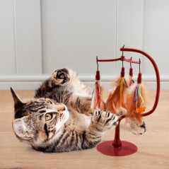 Jouet chat ventouse a plumes