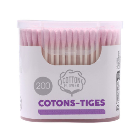 Coton tiges rose x200