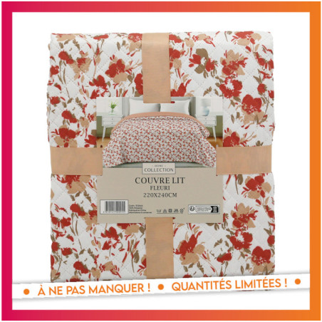 Couvre lit fleuri 220x240cm asso