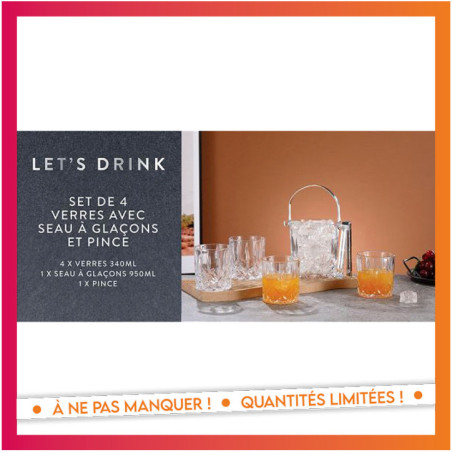 4 verres 340ml + seau a glacon