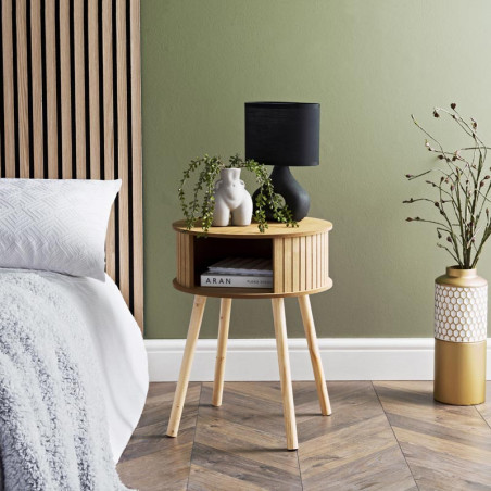 Table de chevet rond naturel