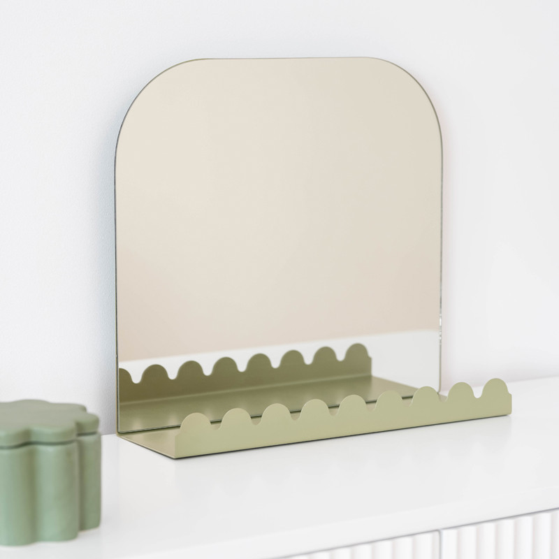 Miroir etagere metal