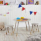 Table ronde + 2 tabourets creme
