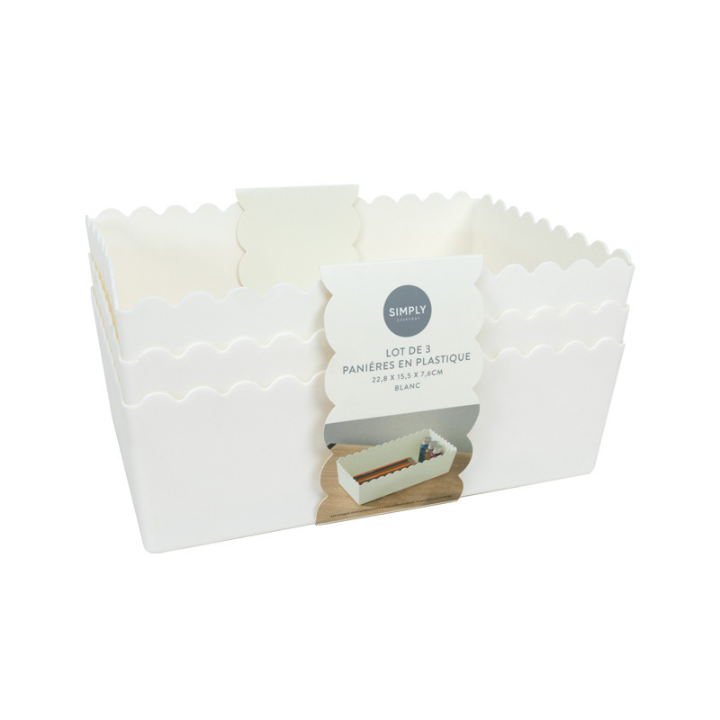Set x3 panieres en plastique blc