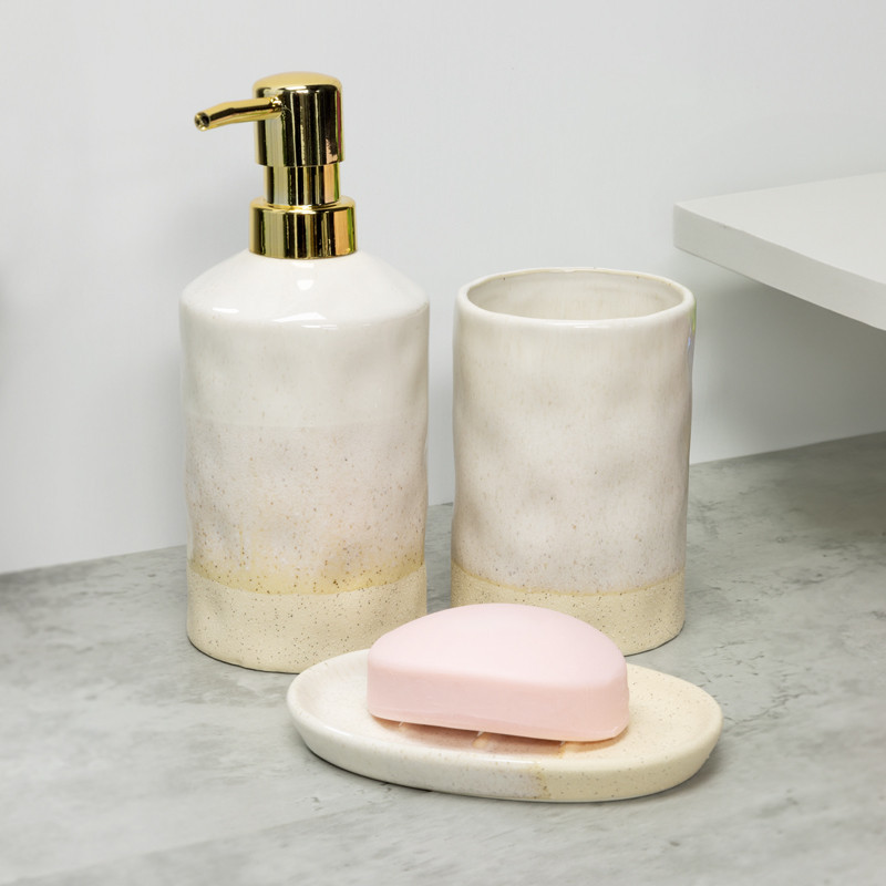 Set x3 accessoires sdb naturel