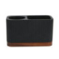 Pot a brosse a dents noir/bois