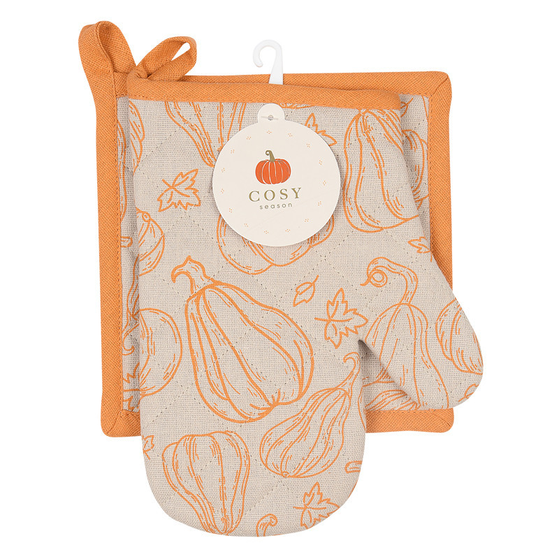 Set manique et gant ochre/ecru