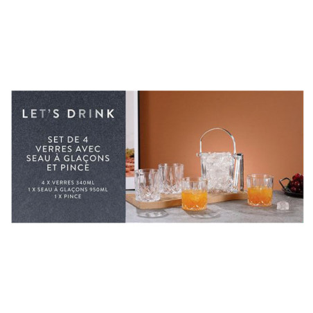 4 verres 340ml + seau a glacon