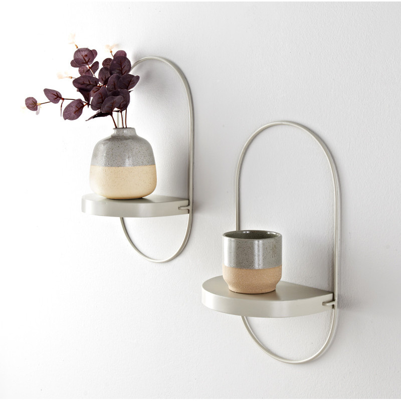 Lot de 2 etageres metal beige