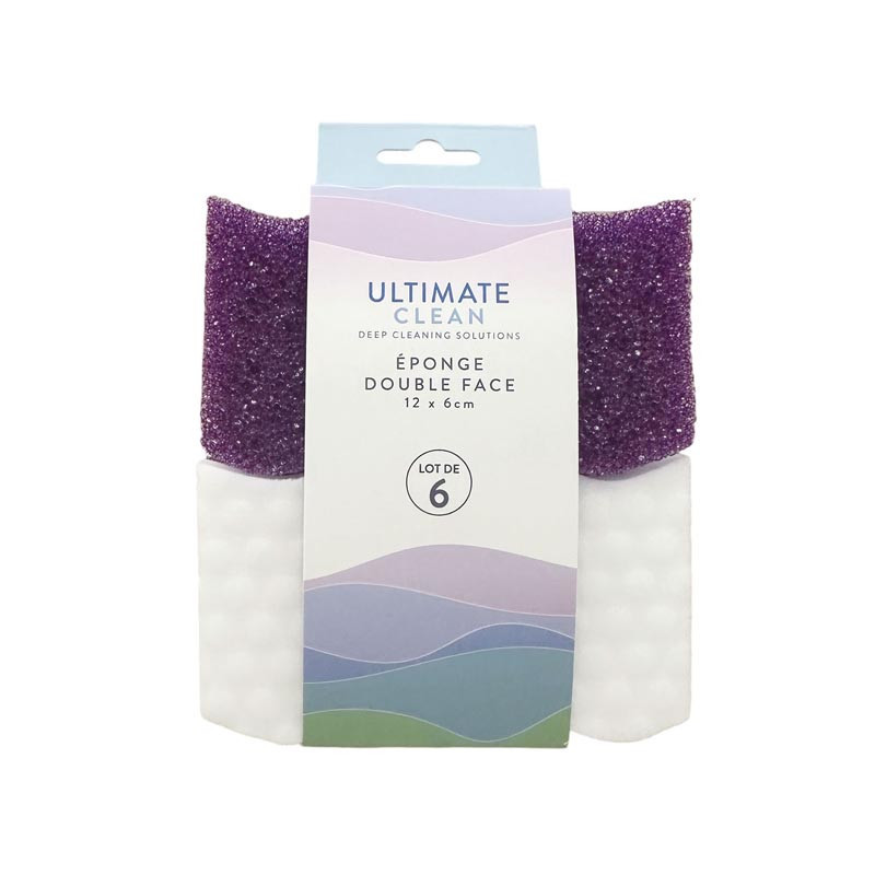 Eponge double face violette x6