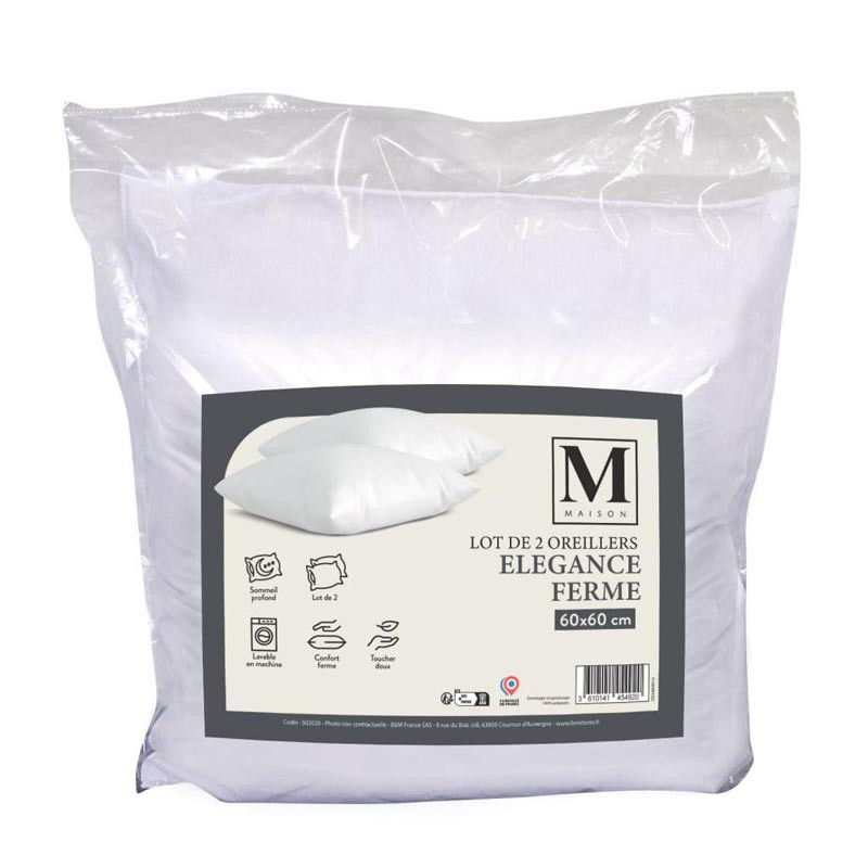Lot 2 oreillers fermes 60x60