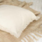 Coussin a franges 45x45cm blanc