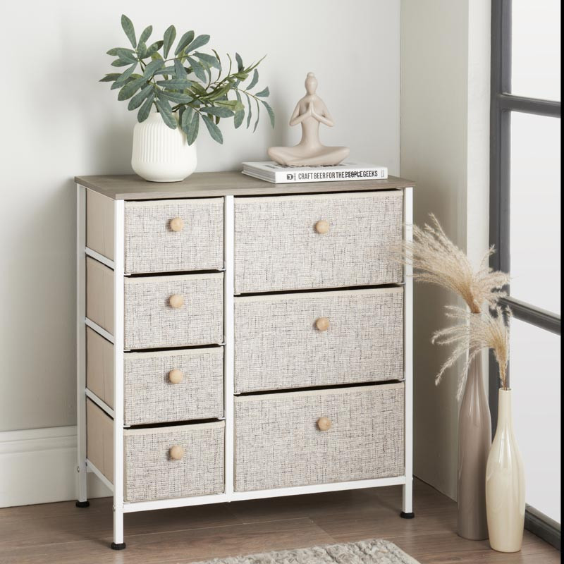 Meuble 7 tiroirs blanc / creme