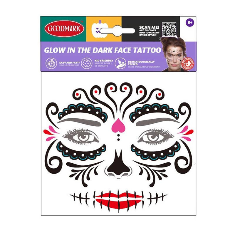 Tatouage visage phosphorescent