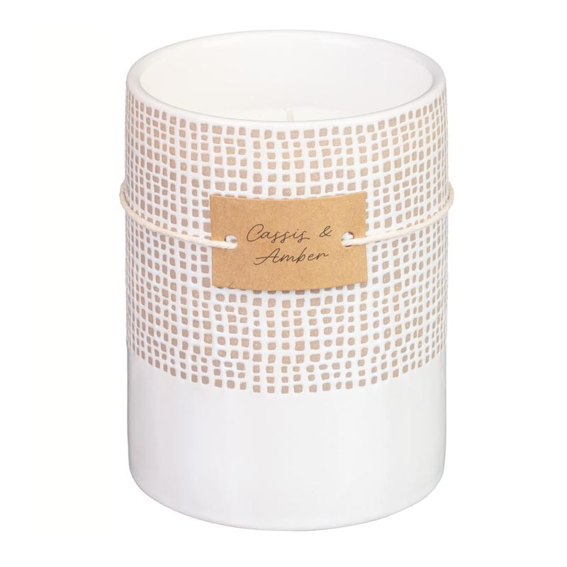 Grande bougie ceramique texturee