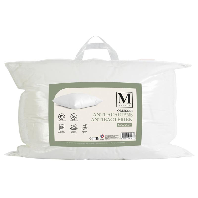 Oreiller anti acarien 50x70cm