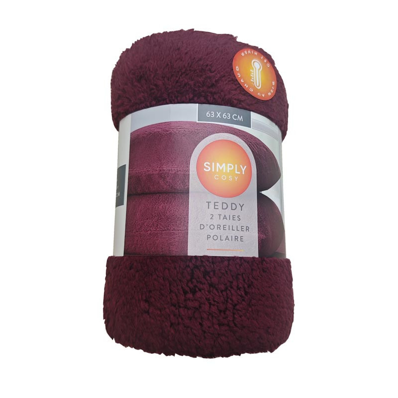 Taie d'oreiller x2 63x63cm teddy