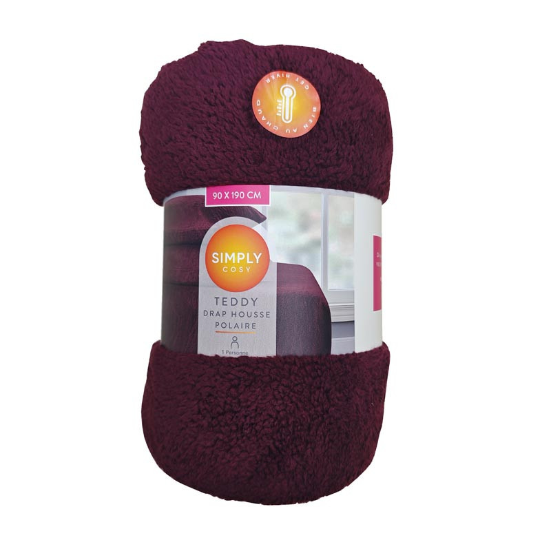 Drap housse 90x190 teddy polaire