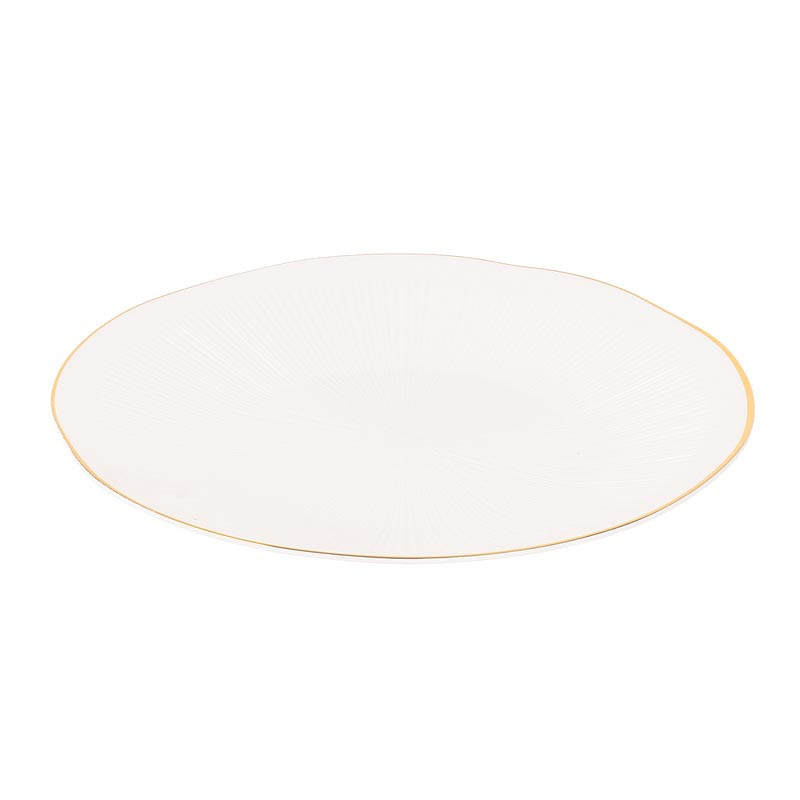 Assiette rayures bord dore 28cm