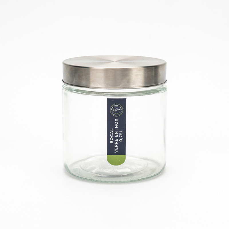 Bocal verre couvercle inox 750ml