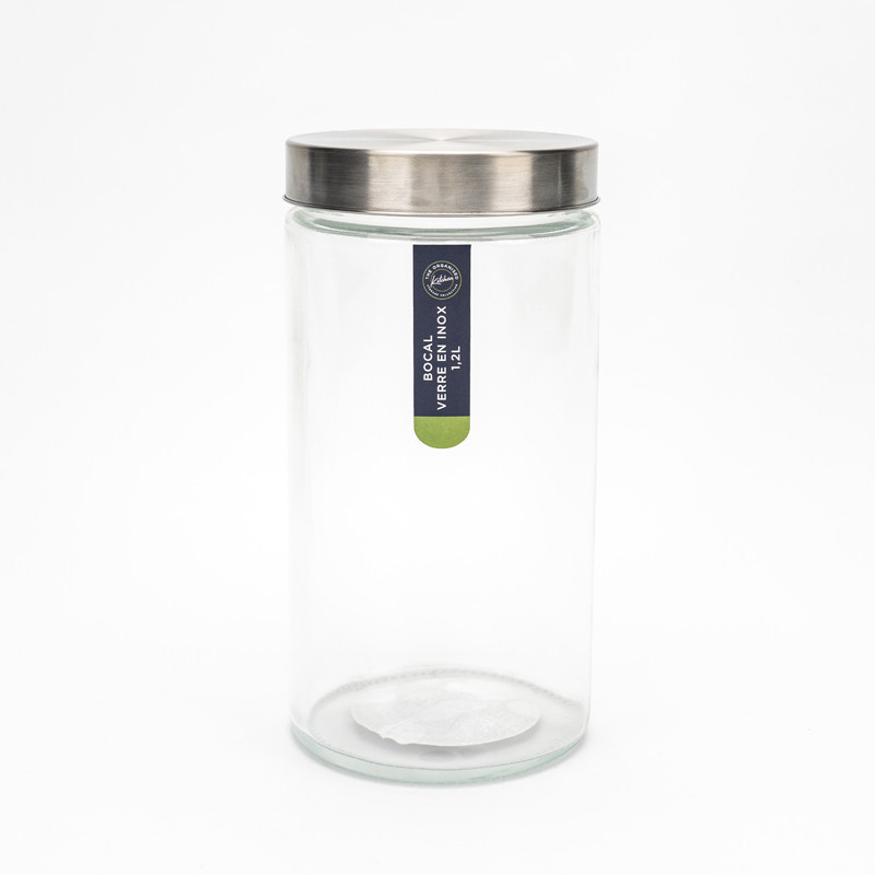 Bocal verre couvercle inox 1.2l