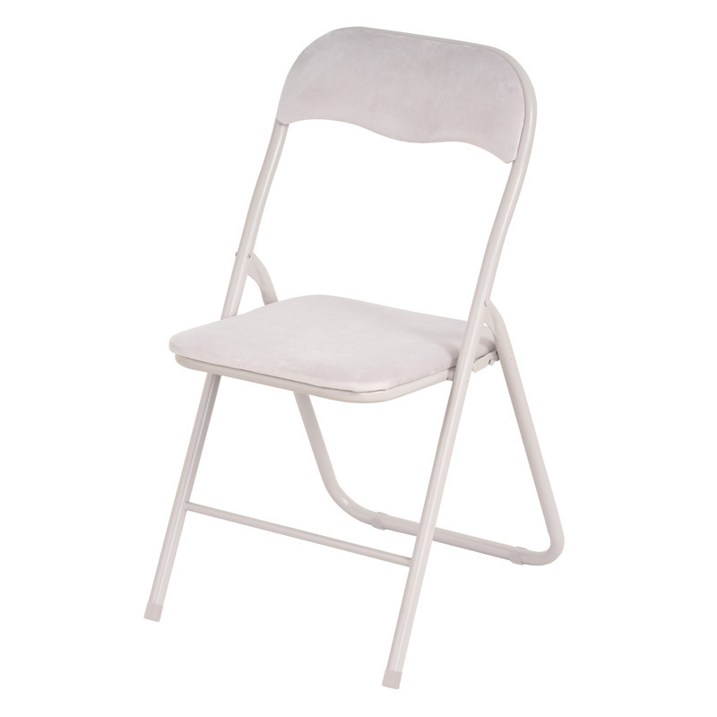 Chaise pliante velours creme