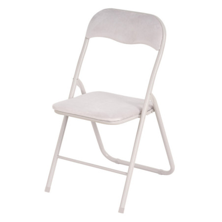 Chaise pliante velours creme
