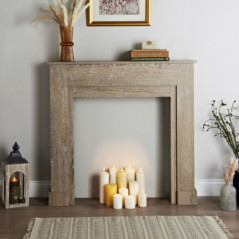 Manteau de cheminee fini bois