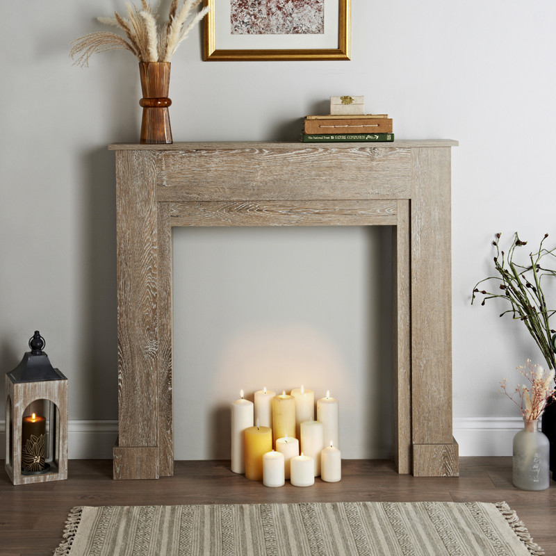 Manteau de cheminee fini bois