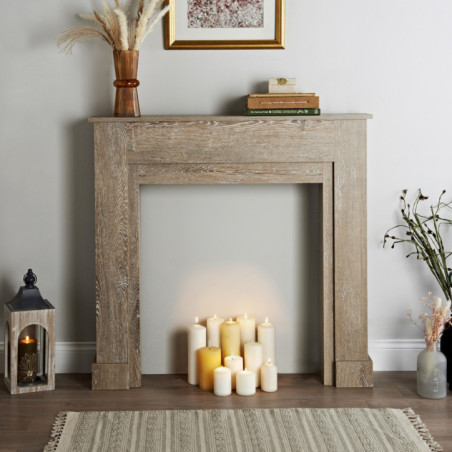 Manteau de cheminee fini bois