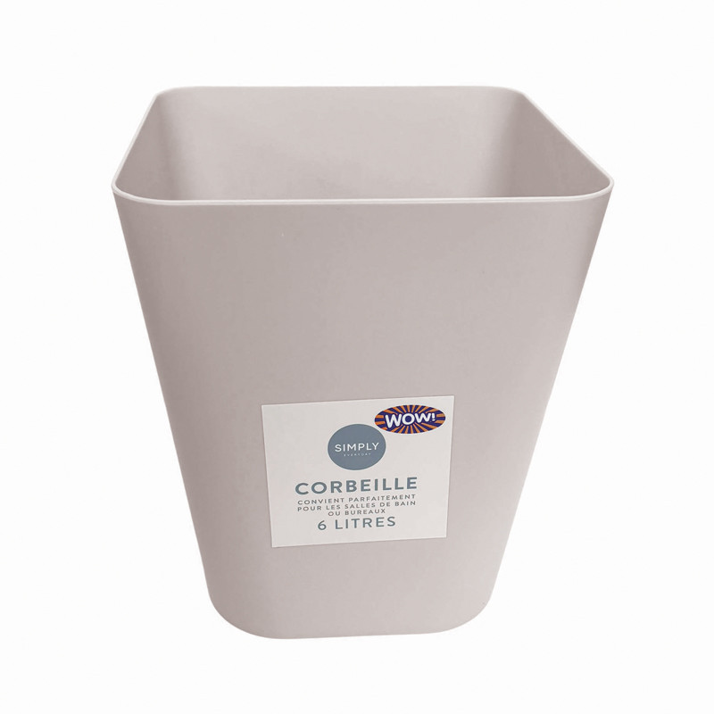 Poubelle plastique 6l beige