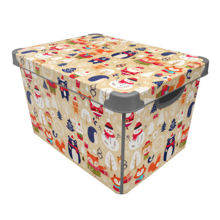 Boite decoree de noel 17l beige