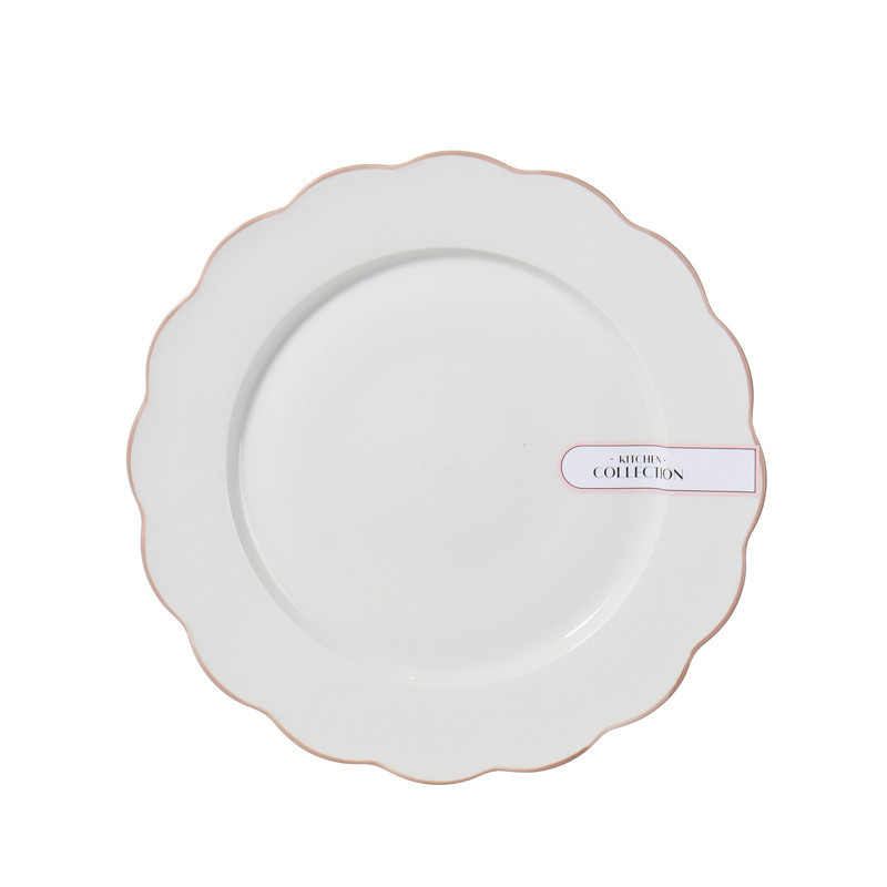 Assiette dessert fleur rose