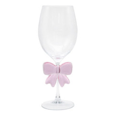 Verre a vin avec noeud rose 3d