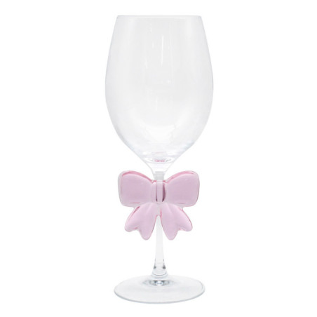 Verre a vin avec noeud rose 3d