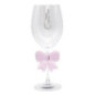 Verre a vin avec noeud rose 3d