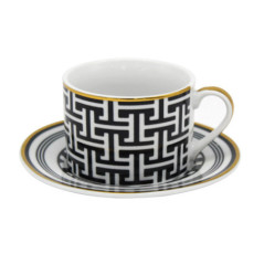 Tasse et coupelle noir & dore
