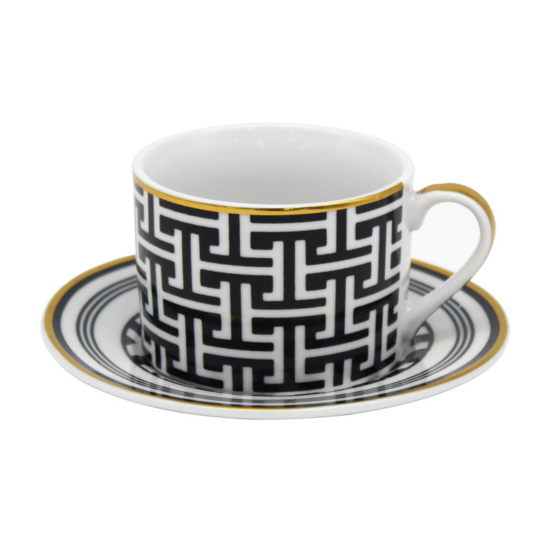 Tasse et coupelle noir & dore